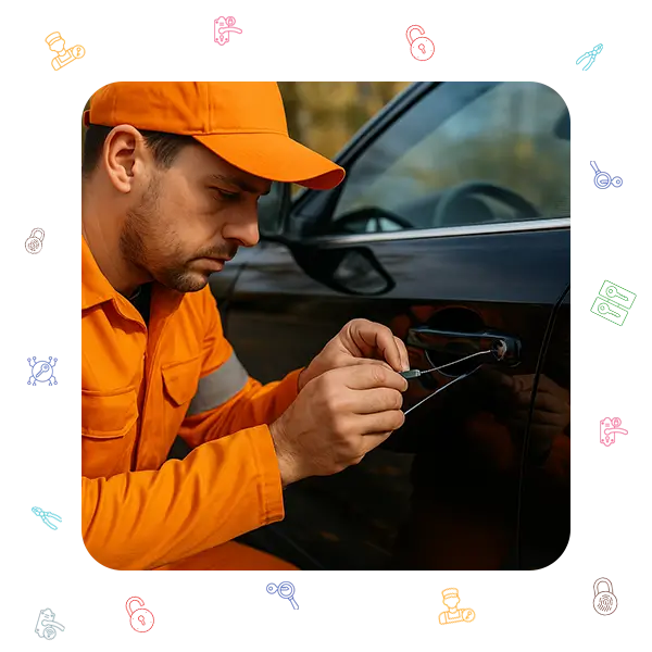 Locksmith unlocking black car door